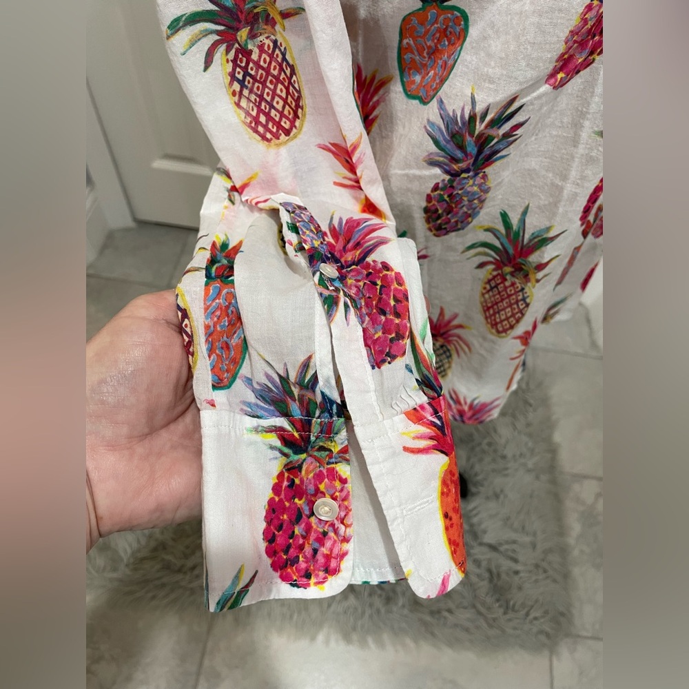 J. Crew Multicolor Pineapple Print Button Down Sh… - image 4